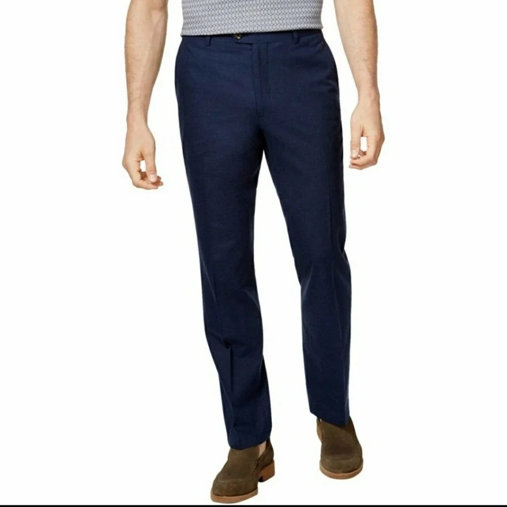 Tasso Elba Heather Navy Essential Pants 32x32
